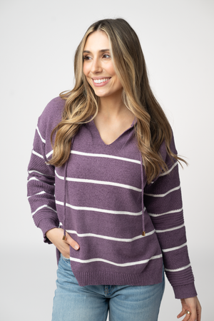 Maddie Striped Hoodie - Purple by Michelle Mae