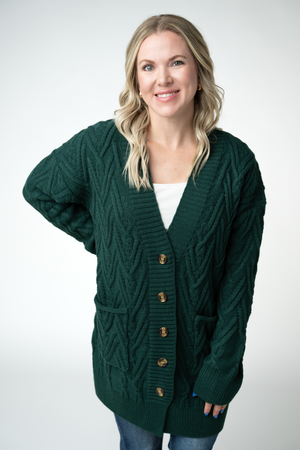 PREBOOK Brooks Button Sweater Cardigan - Evergreen