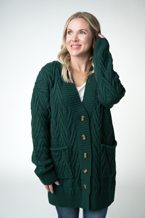 PREBOOK Brooks Button Sweater Cardigan - Evergreen