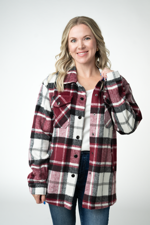 PREBOOK Norah Shacket - Merlot Plaid Mix