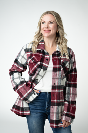 PREBOOK Norah Shacket - Merlot Plaid Mix