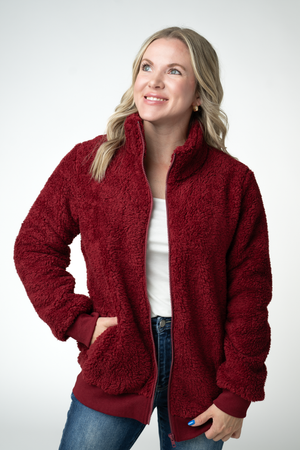 PREBOOK Skylar Sherpa Fullzip - Cranberry