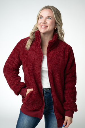 PREBOOK Skylar Sherpa Fullzip - Cranberry