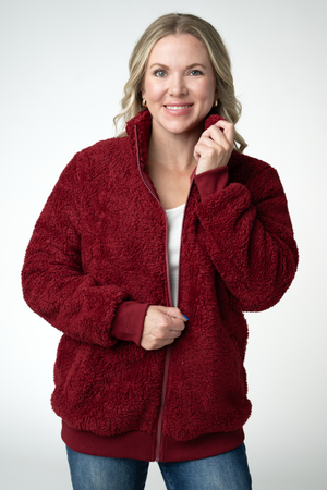 PREBOOK Skylar Sherpa Fullzip - Cranberry