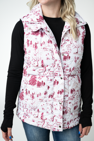 PREBOOK Remy Zip Up Vest - Cranberry Woodland