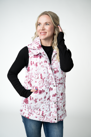 PREBOOK Remy Zip Up Vest - Cranberry Woodland