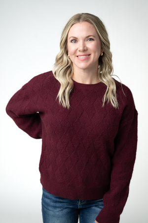 PREBOOK Demi Diamond Sweater - Burgundy