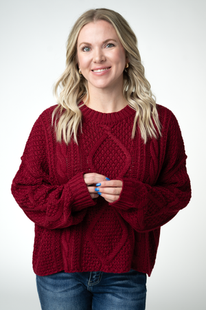 PREBOOK Cable Knit Sweater - Cranberry