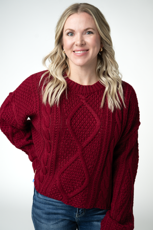 PREBOOK Cable Knit Sweater - Cranberry