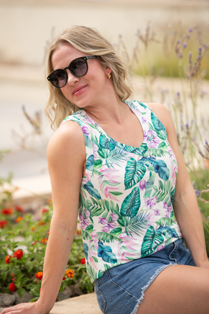 Noelle Tank - Tropical Leaf by Michelle Mae