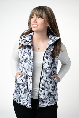 PREBOOK Remy Zip Up Vest - Abstract Monochrome