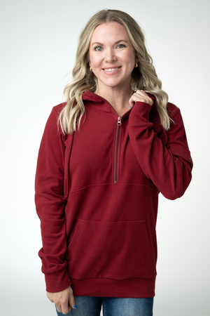 PREBOOK Pixie Pocket Halfzip Hoodie - Burgundy