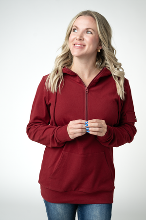 PREBOOK Pixie Pocket Halfzip Hoodie - Burgundy