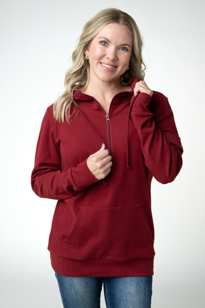 PREBOOK Pixie Pocket Halfzip Hoodie - Burgundy