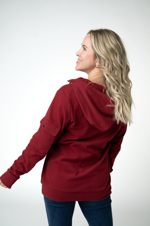 PREBOOK Pixie Pocket Halfzip Hoodie - Burgundy