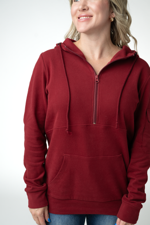 PREBOOK Pixie Pocket Halfzip Hoodie - Burgundy