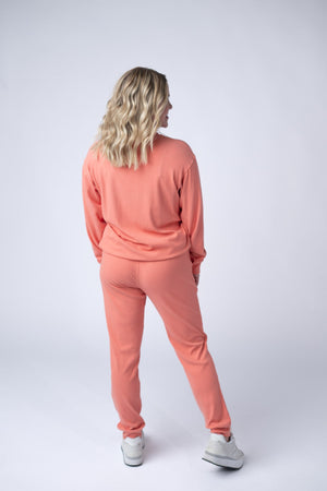 Corrine Ribbed Pullover Top - Coral by Michelle Mae