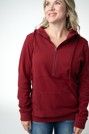 PREBOOK Pixie Pocket Halfzip Hoodie - Burgundy