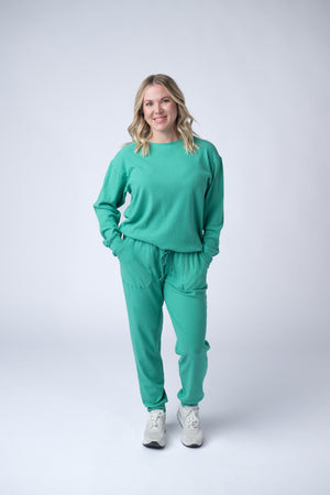 Corrine Ribbed Pullover Top - Emerald by Michelle Mae