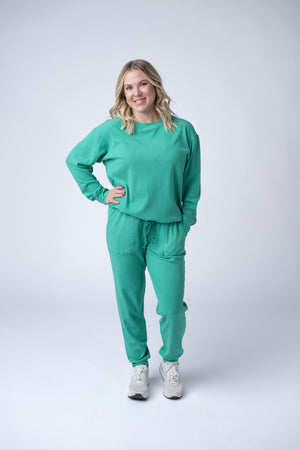 Corrine Ribbed Pullover Top - Emerald by Michelle Mae