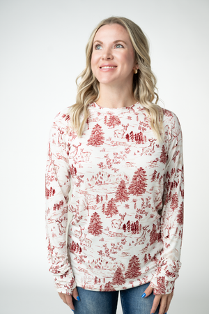 PREBOOK Blair Long Sleeve Top - Cranberry Woodland