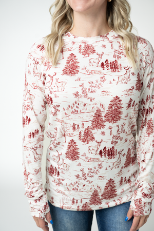 PREBOOK Blair Long Sleeve Top - Cranberry Woodland