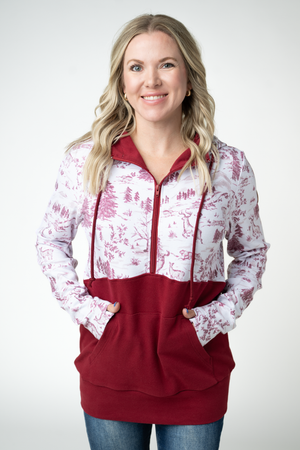 PREBOOK HalfZip Hoodie - Cranberry Woodland