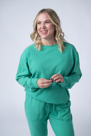 Corrine Ribbed Pullover Top - Emerald by Michelle Mae
