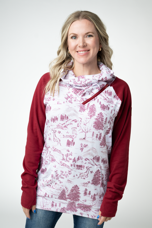 PREBOOK Classic Zoey ZipCowl Sweatshirt - Cranberry Woodland