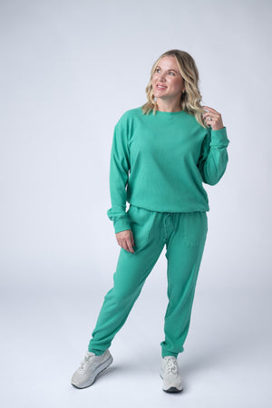Corrine Ribbed Pullover Top - Emerald by Michelle Mae