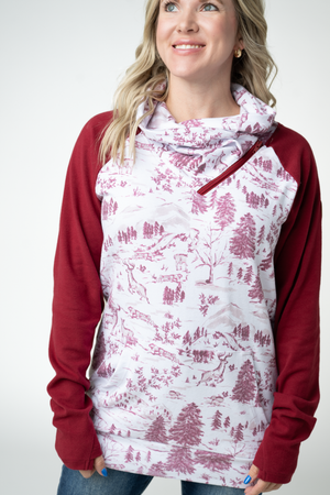PREBOOK Classic Zoey ZipCowl Sweatshirt - Cranberry Woodland