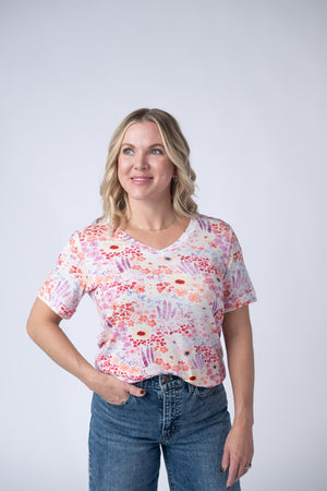 Sophie Tee - Coral Sunset Floral by Michelle Mae