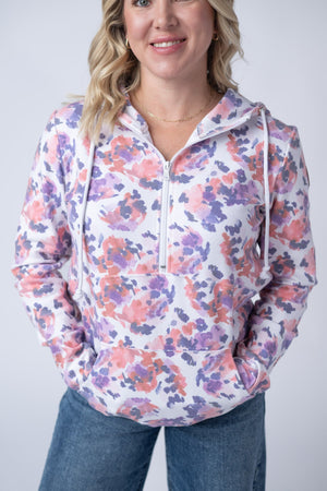 HalfZip Hoodie - Purple Abstract by Michelle Mae