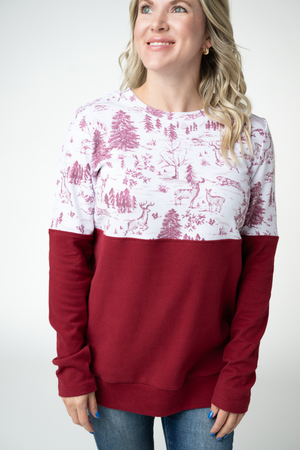 PREBOOK Natalie Pullover - Cranberry Woodland