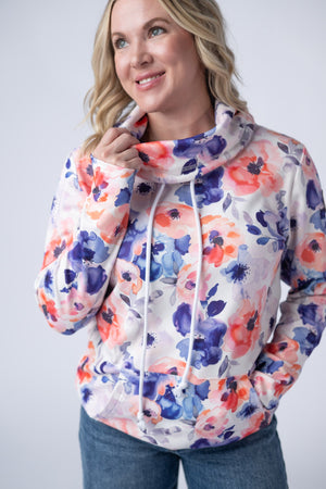 Soft Funnel Neck - Sunset Watercolor Floral by Michelle Mae