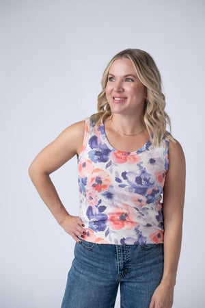 Ava Tank - Sunset Watercolor Floral by Michelle Mae