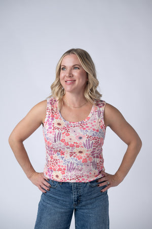 Ava Tank - Coral Sunset Floral by Michelle Mae
