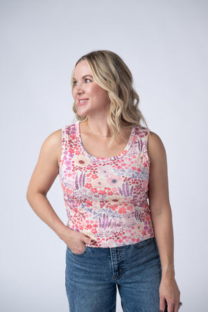 Ava Tank - Coral Sunset Floral by Michelle Mae