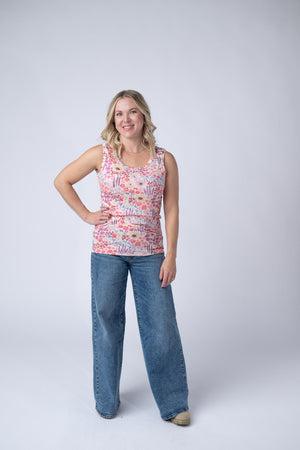 Ava Tank - Coral Sunset Floral by Michelle Mae