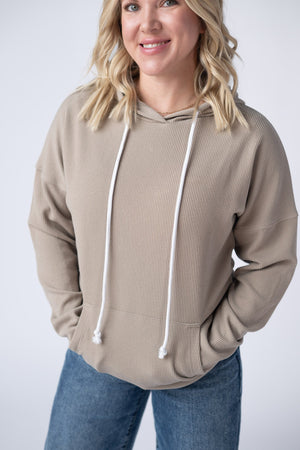 Kacey Ribbed Hoodie - Mocha by Michelle Mae