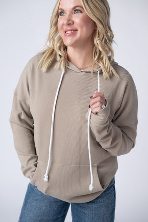 Kacey Ribbed Hoodie - Mocha by Michelle Mae