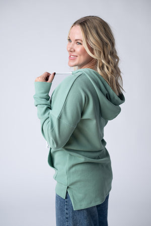 Kacey Ribbed Hoodie - Sage by Michelle Mae