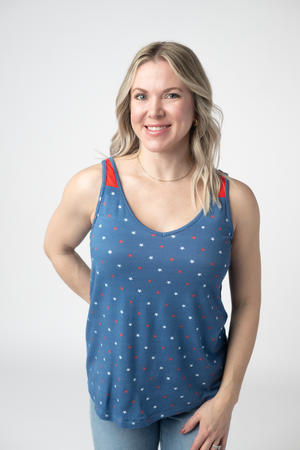 Poppy Tank - Blue Freedom Stars by Michelle Mae