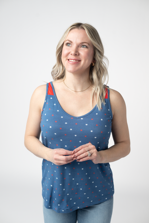 Poppy Tank - Blue Freedom Stars by Michelle Mae
