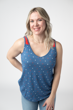 Poppy Tank - Blue Freedom Stars by Michelle Mae