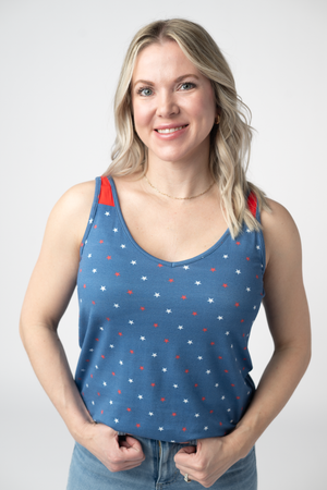Poppy Tank - Blue Freedom Stars by Michelle Mae