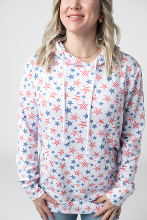 Hailey Pullover Hoodie - American Stars and Stripes by Michelle Mae