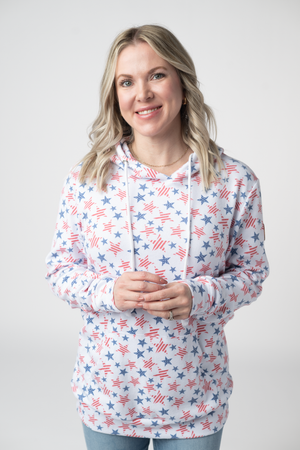 Hailey Pullover Hoodie - American Stars and Stripes by Michelle Mae