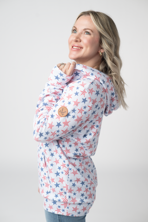 Hailey Pullover Hoodie - American Stars and Stripes by Michelle Mae