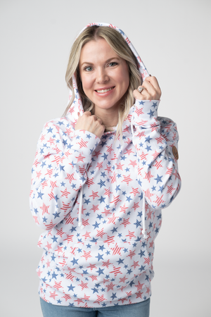 Hailey Pullover Hoodie - American Stars and Stripes by Michelle Mae